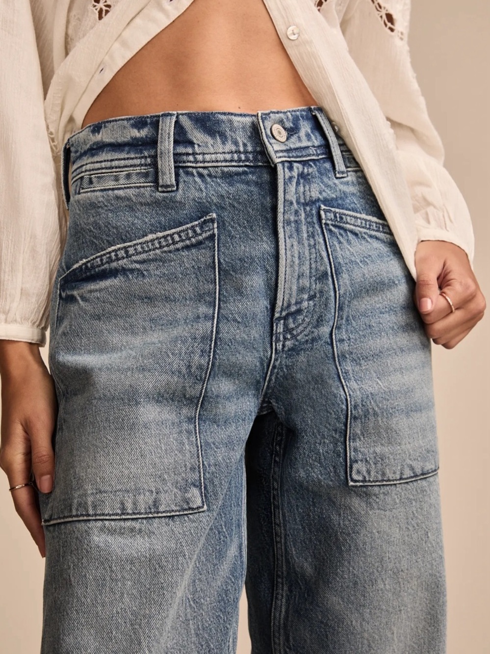 Lucky Brand Lucky Legend Patch Pocket Wide Leg Crop Jeans – Size 27 - Picture 4 of 13